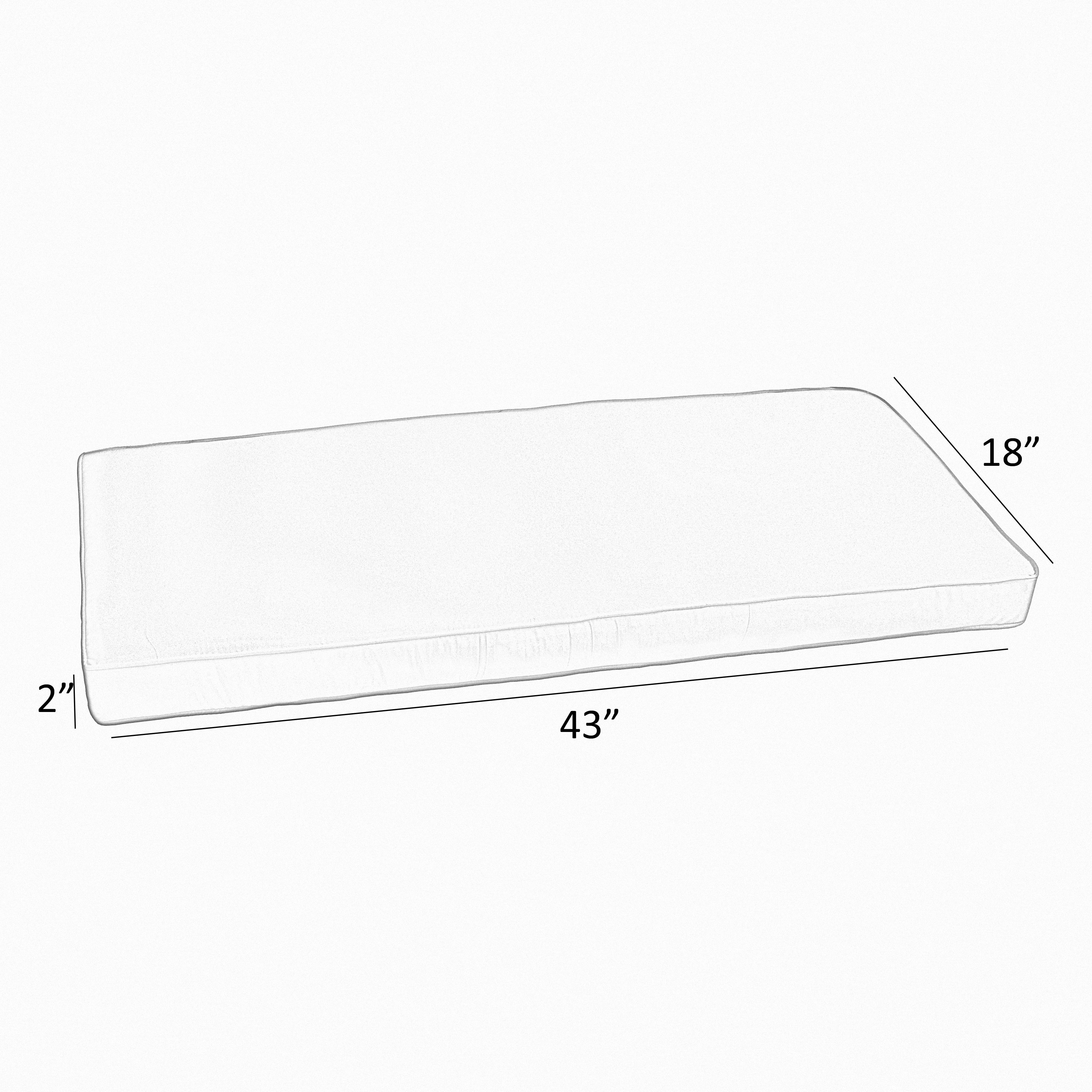 Sunbrella Silver Grey Indoor/ Outdoor Bench Cushion 37" to 48", Corded