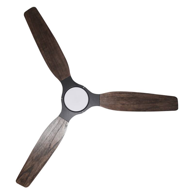 Parrot Uncle 56" Transition Black Solid Wood Jute Dimmable LED Ceiling Fan with Light and Remote