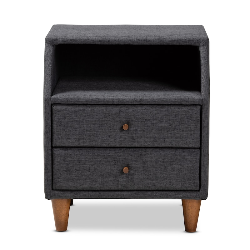 Modern Nightstand with Drawers - Wood & Fabric Bedside Table, 78" Wide