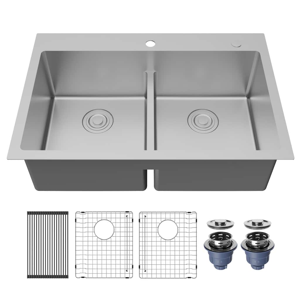 Karran USA TMDB3321-PK1 Fusion 33" Drop In Double Basin Stainless