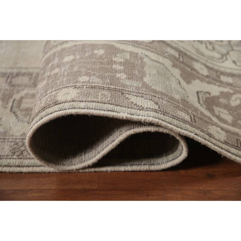 Hand Knotted Oriental 100% Wool Carpet Traditional Floral Beige & Ivories Tabriz Area Rug - 12' 6'' X 9' 6''