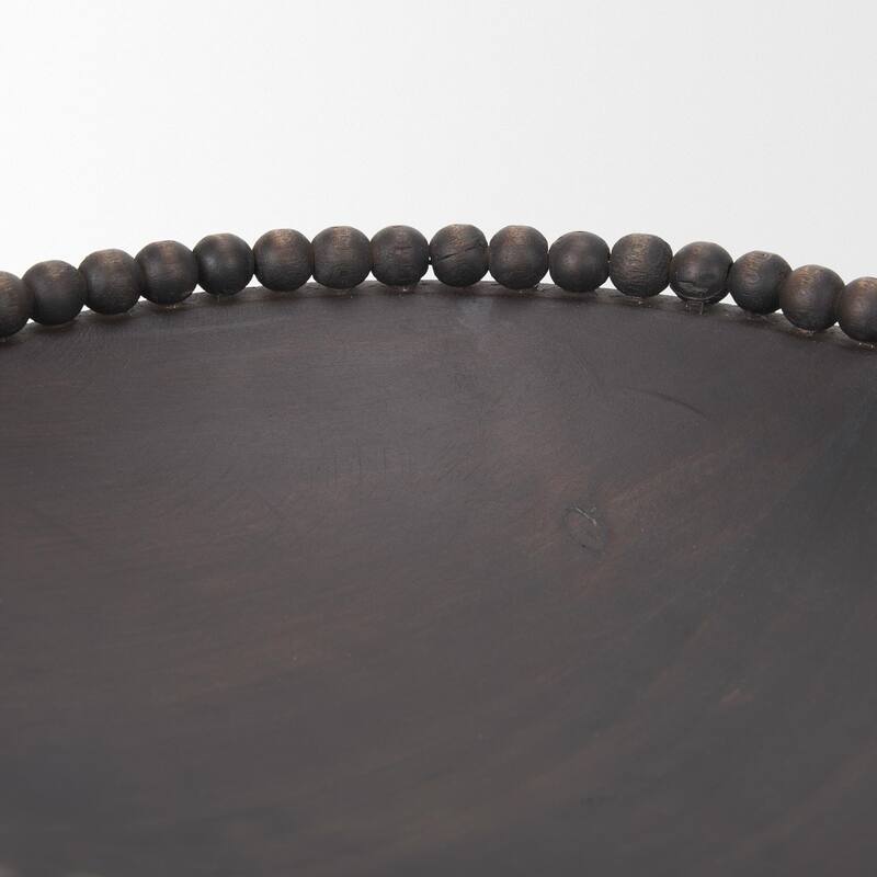 Wendell Dark Brown Wood w/ Wood Beads Round Bowls - 12.0L x 3.3W x 12.0H