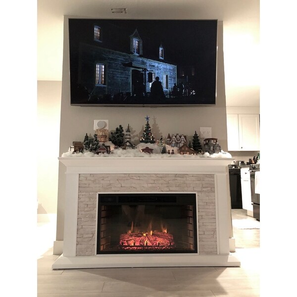 Copper grove horse mountain white faux stone widescreen electric fireplace Real Flame Adelaide Electric Fireplace Reviews Wayfair White Electric Fireplace Electric Fireplace Wall Mount Electric Fireplace