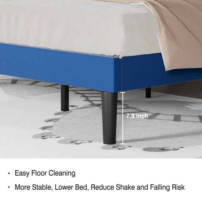 VECELO Upholstered Beds With Diamond Tufted Headboard Platform Bed Frame 7.9'' Under Bed Space