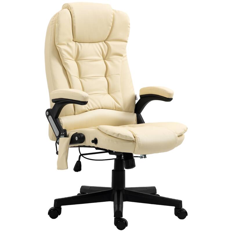 PU Leather 360° Swivel High Back Office Recliner with Vibration Massage, Lumbar Heating, and Adjustable Height