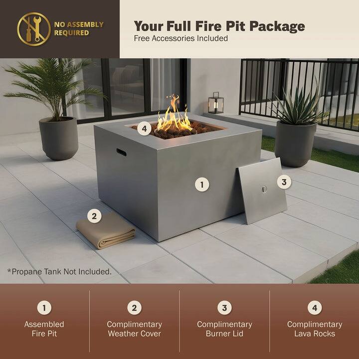 Kinger Home 32-Inch Outdoor Propane Alloy Steel Fire Pit for Patio