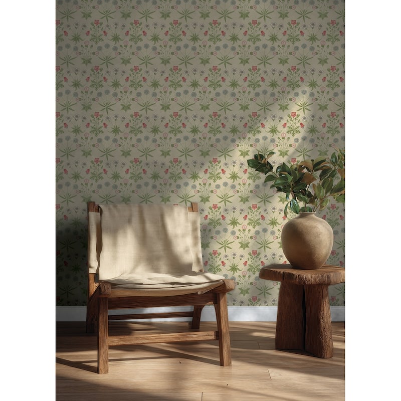 Daisy Fennel and Rose Peel and Stick Wallpaper
