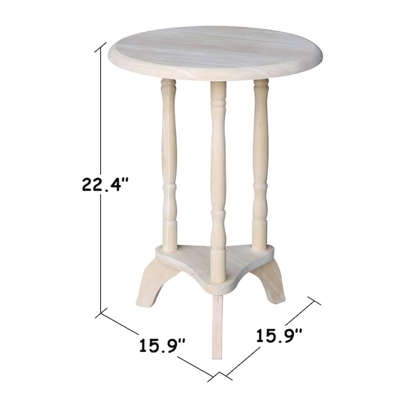 Round Unfinished Solid Parawood Plant Table