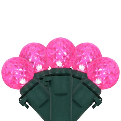 LED G12 Berry Christmas Lights - Pink - 16' Green Wire - 50 ct