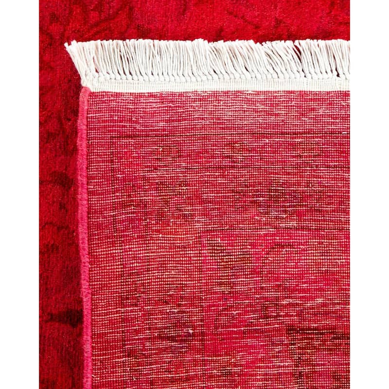 Overton Hand Knotted Wool Vintage Inspired Modern Contemporary Overdyed Pink Area Rug - 6' 1" x 8' 10"