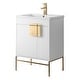 preview thumbnail 40 of 54, 24-inch Modern Bathroom Vanity Set w/ Vitreous China Sink Top Satin Brass - Matte White Paint