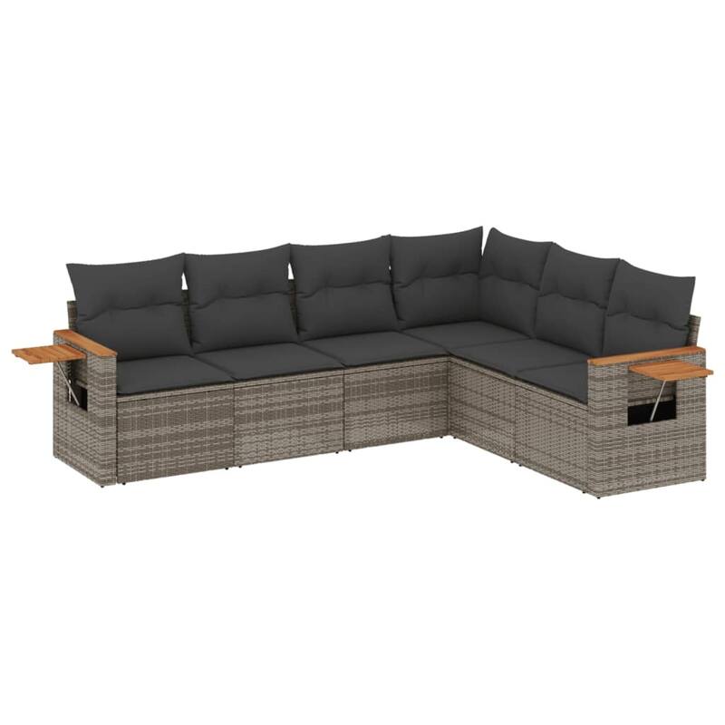 vidaXL Patio Sofa Set with Cushions Outdoor Conversation Furniture Poly Rattan