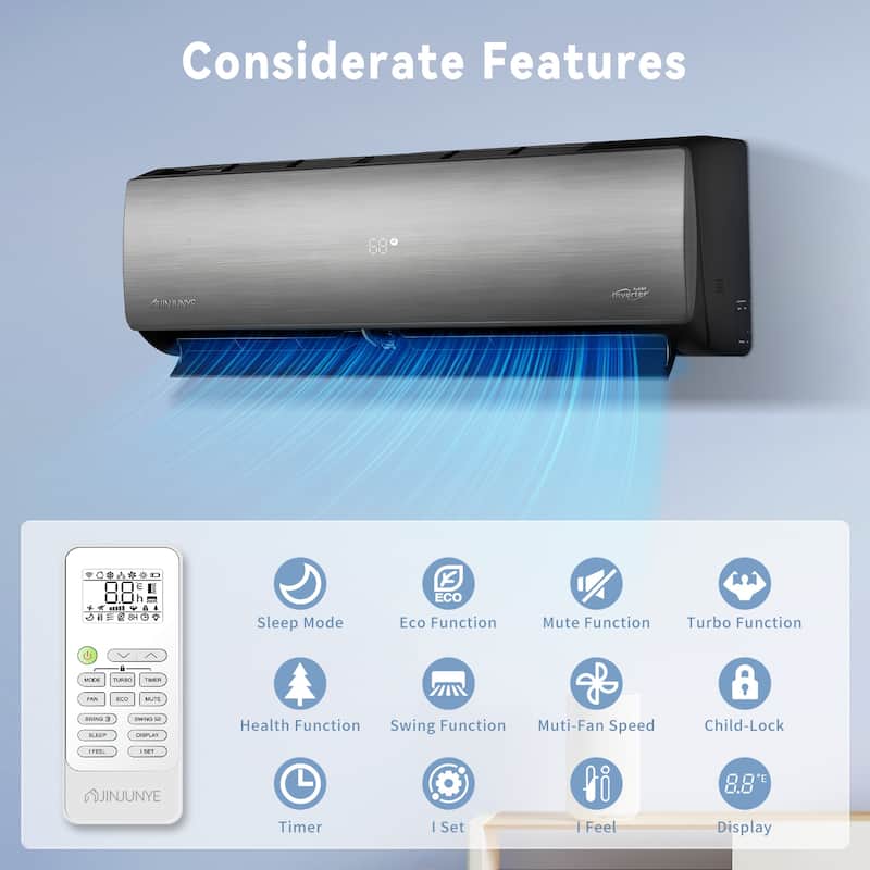 Sliver Split Air Conditioner 18000BTU ,Ductless Inverter Heat Pump, 208-230V 17SEER2,Min Split AC/Heating System, Energy Saving