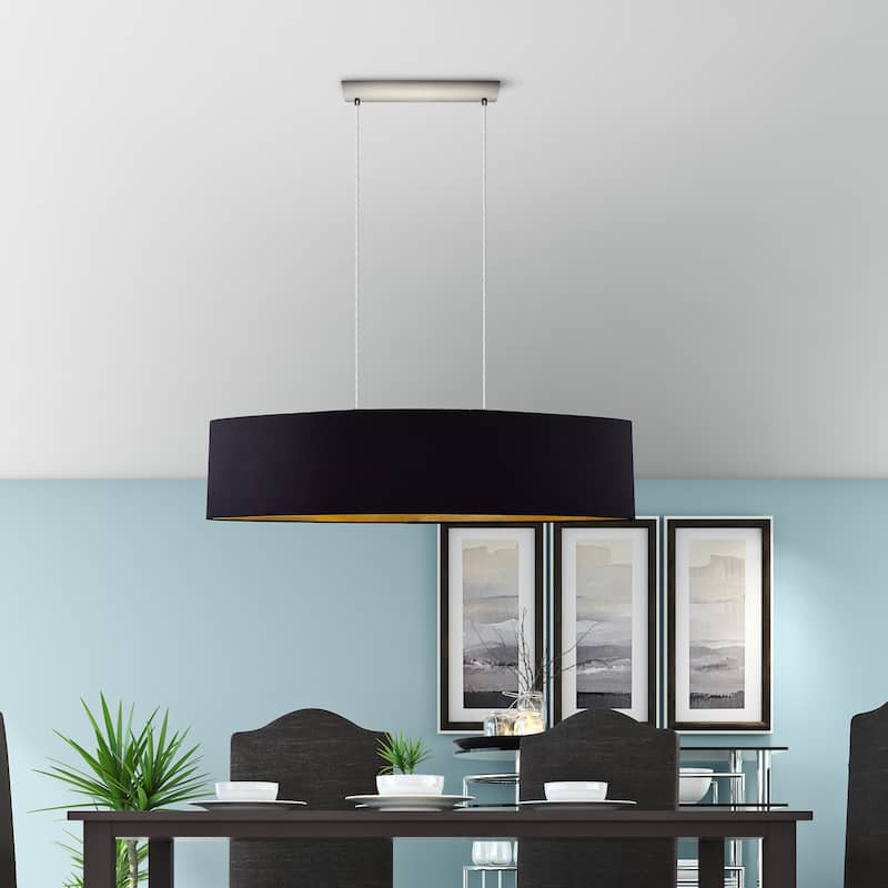 Eglo Maserlo 2-light Satin Nickel Pendant with Black and Gold