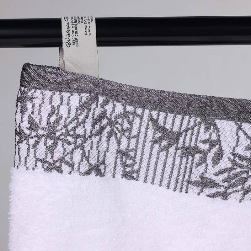 Superior Wisteria Cotton Floral Jacquard Border Bath Towel Set