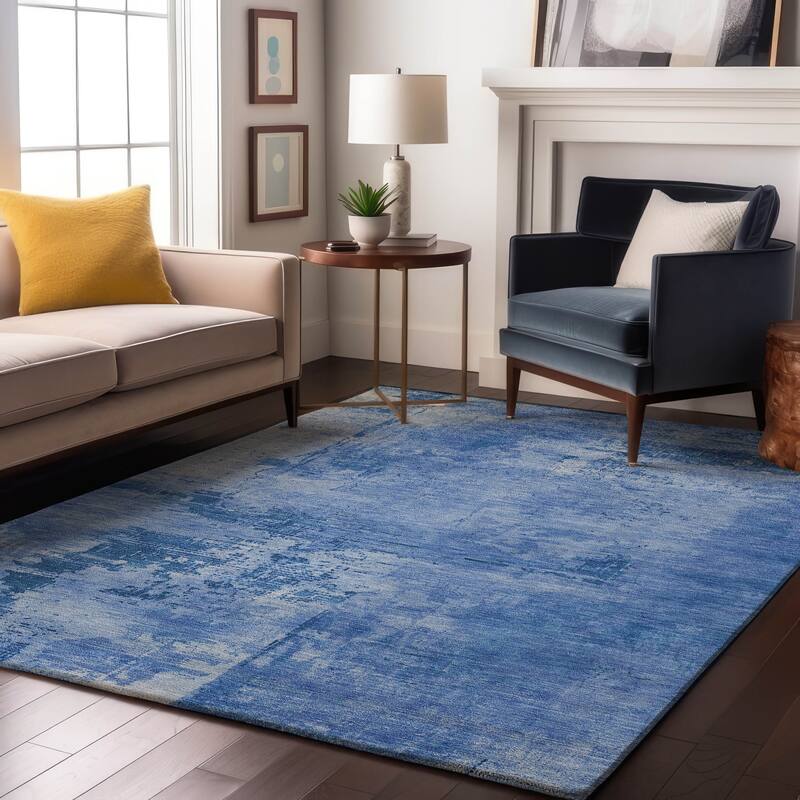 Premium Washable Super Soft Casual Abstract Mayfield Rug - Navy - 8' x 10'