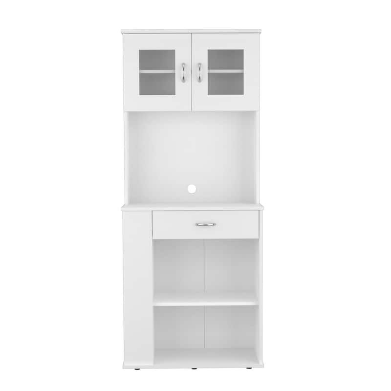 Capienza Pantry Cabinet with Double Doors, 2 Open Shelves, Drawer, and 3 Side Shelves