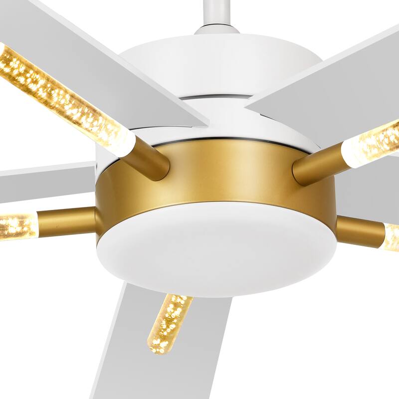 Moasis 5 Blades 60'' Ceiling Fan with Lights and Remote Control,Crystal Rod Design and Memory Function