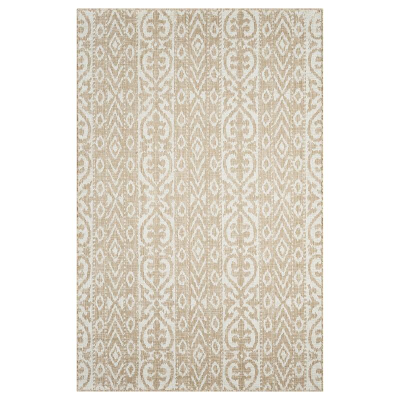 Sevita Sadie Ikat Striped Durable Performance Indoor/Outdoor Area Rug - 6'6" x 9' - Beige/Ivory