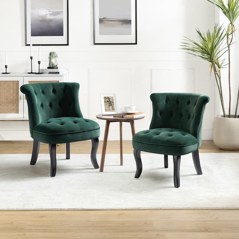 Christi Vibrant Tufted Velvet Upholstered Accent Chairs Set of 2 by HULALA HOME