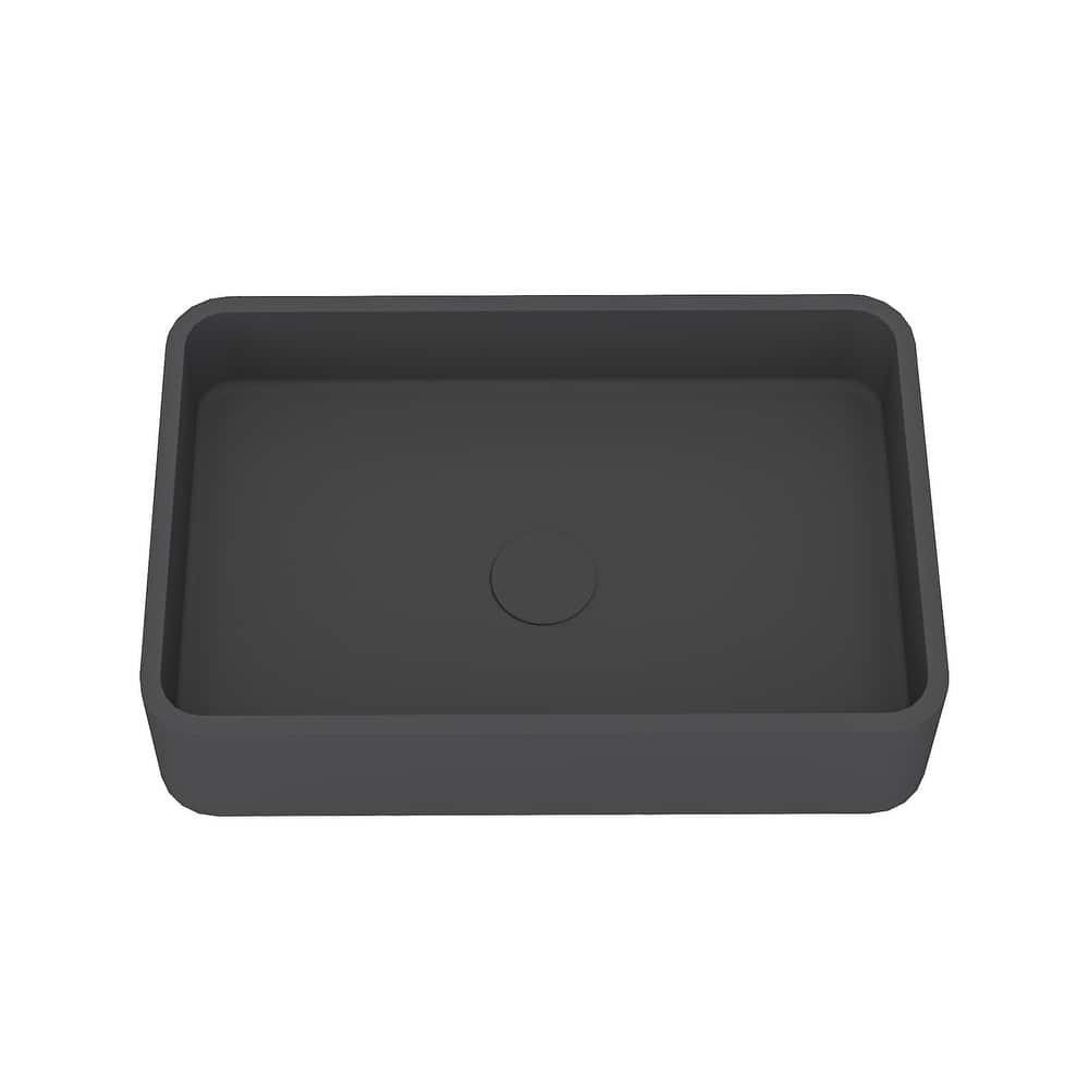 CASAINC Concrete Art Basin Rectangular Bathroom Vessel Sink with The Same Color Drainer