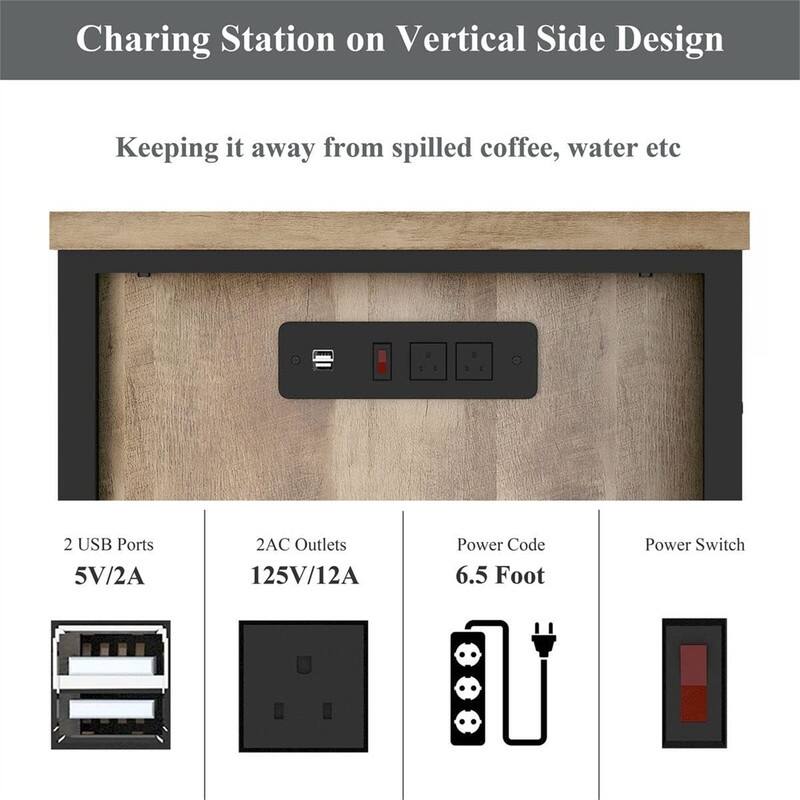 Side Table with Charging Station