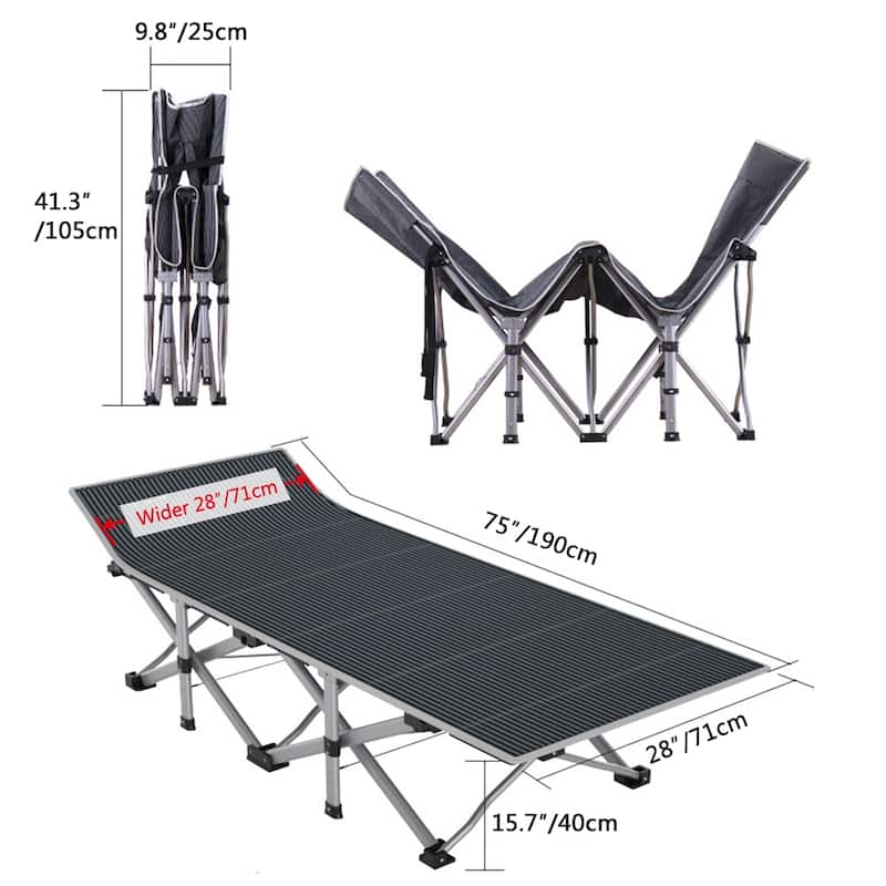 DoCred Folding Bed, Heavy Duty Outdoor Camping Cot with Carry Bag