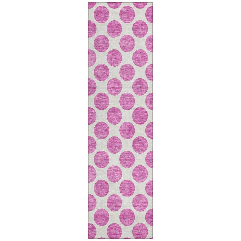 Machine Washable Indoor/ Outdoor Polka Dots Chantille Rug