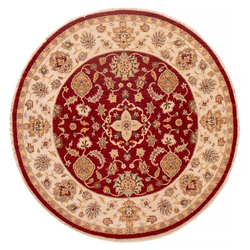 ECARPETGALLERY Hand-knotted Jamshidpour Dark Red Wool Rug - 6' x 6' - Dark Red - 6' x 6' - Round
