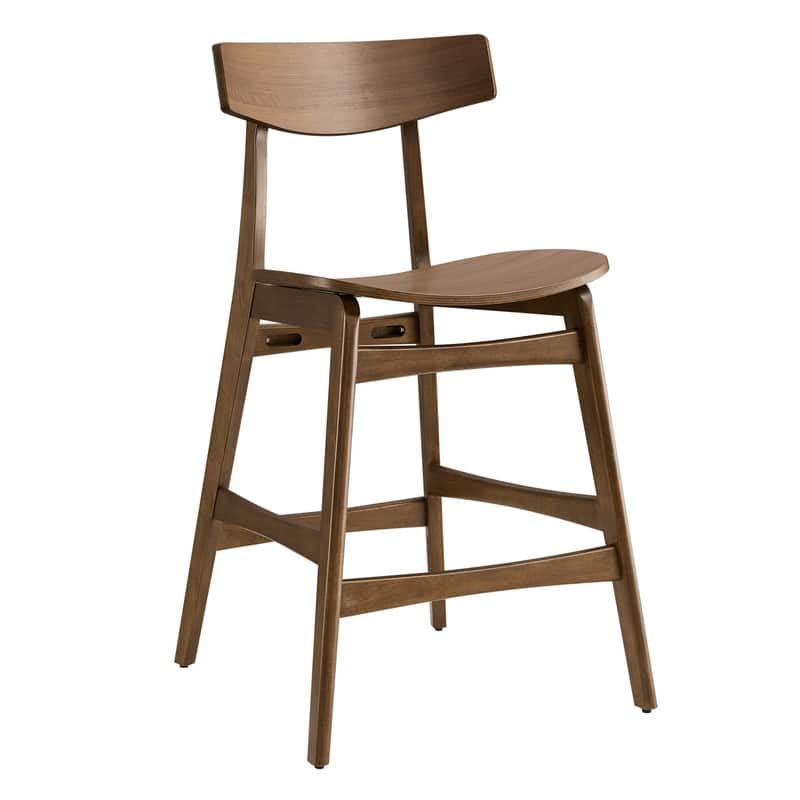 Spruce & Spring Modern Farmhouse Bar Stool with Bentwood Back and Saddle Seat