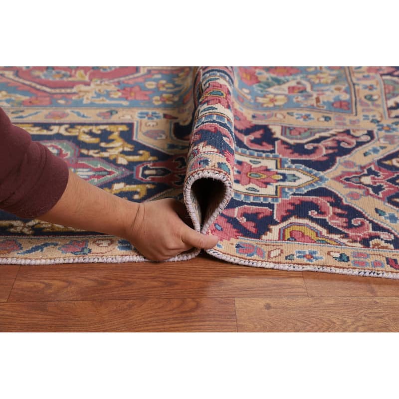 Pink Kerman Persian Vintage Area Rug Handmade Wool Carpet - 9'6"x 12'2"