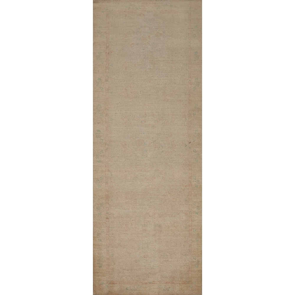 Hand Knotted Oriental 100% Wool Carpet Traditional Floral Beige & Ivories Ziegler Runner Rug - 10' 3'' X 3' 0''