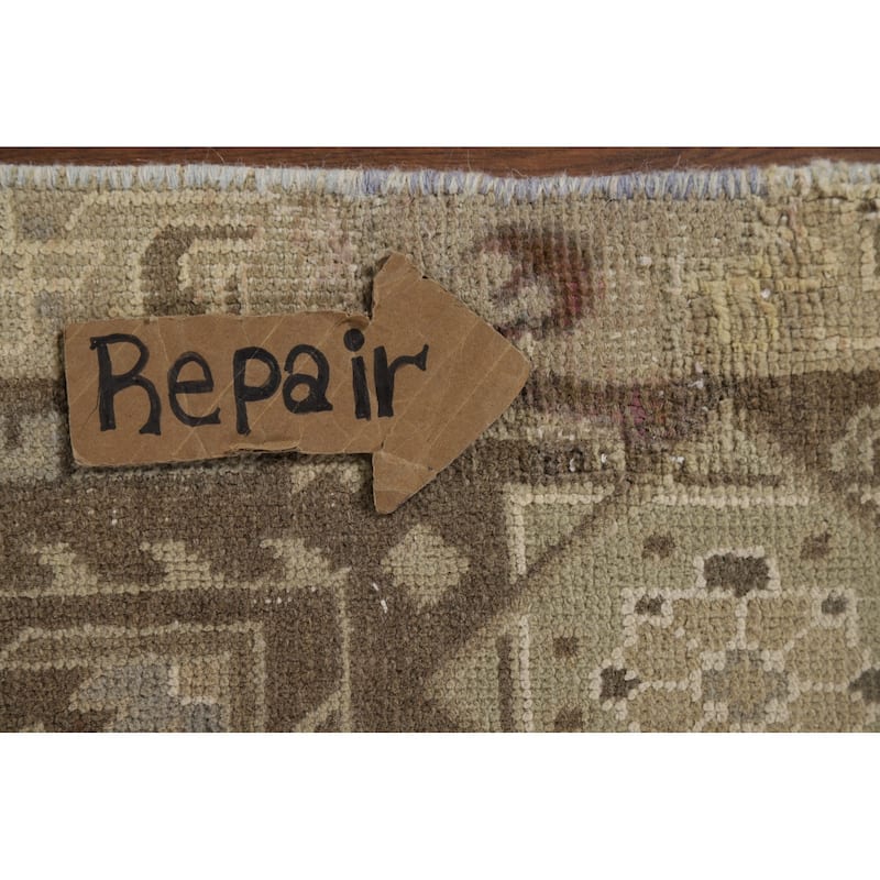 Geometric Tabriz Vintage Persian Rug Handmade Traditional Wool Carpet - 9'5" x 13'0"