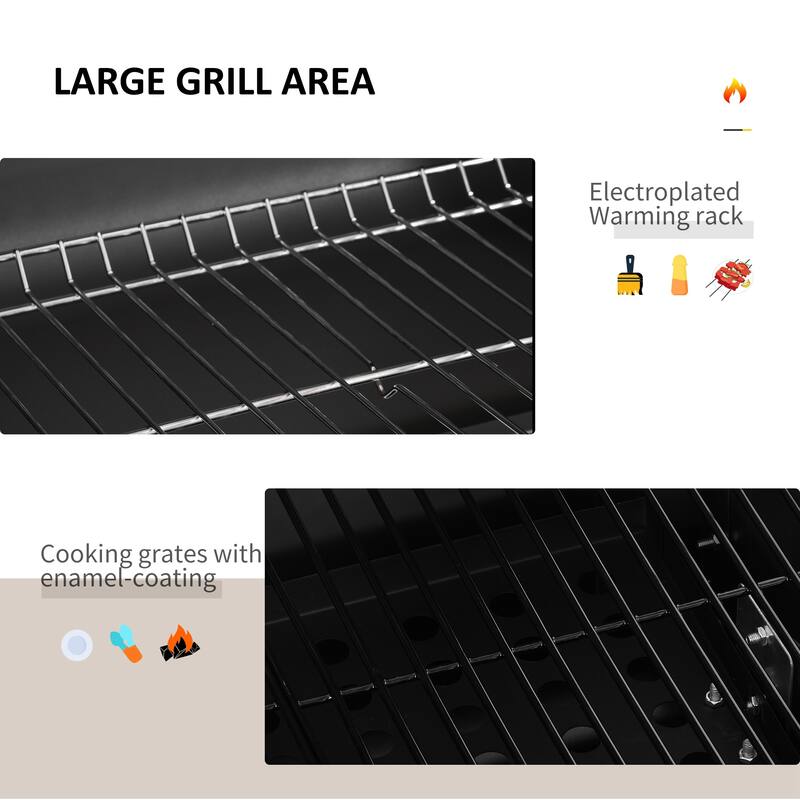 Outsunny Charcoal BBQ Grill Outdoor Portable Trolley Camping Picnic Backyard with Side Shelf Grey - 45.25"L x 22"W x 42.5"H