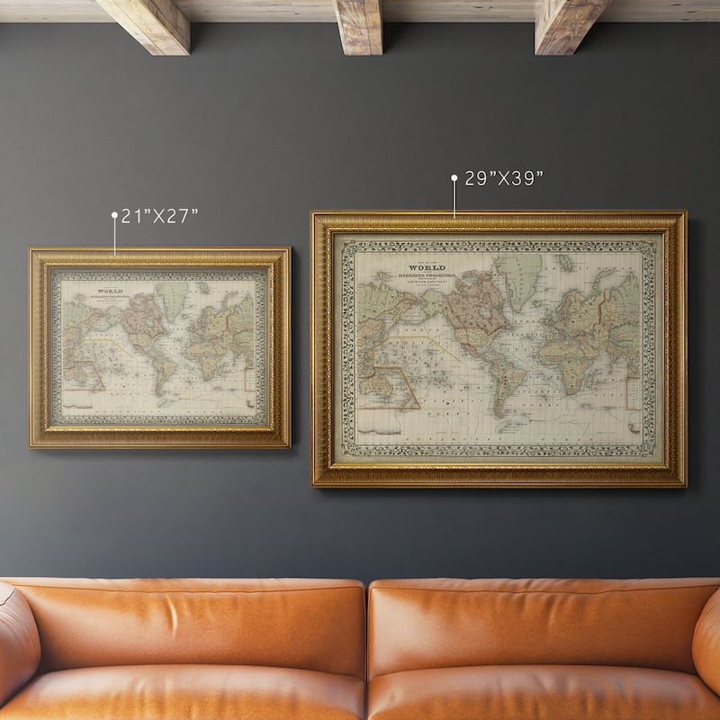 Mitchell's World Map Premium Framed Canvas- Ready to Hang