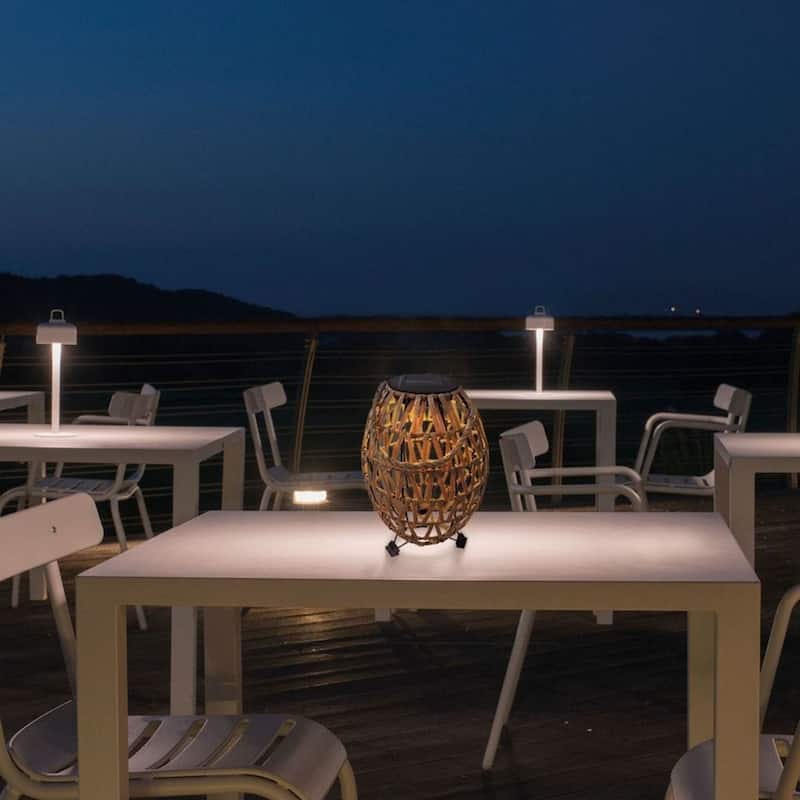 Aria Home Solar Wicker Lantern Outdoor with Rattan Weave and LED Light