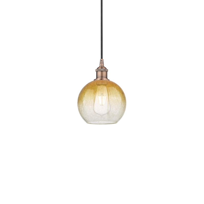Innovations Lighting 616-1P-11-8 Brookhaven Globe Pendant Brookhaven - Antique Copper / Amber