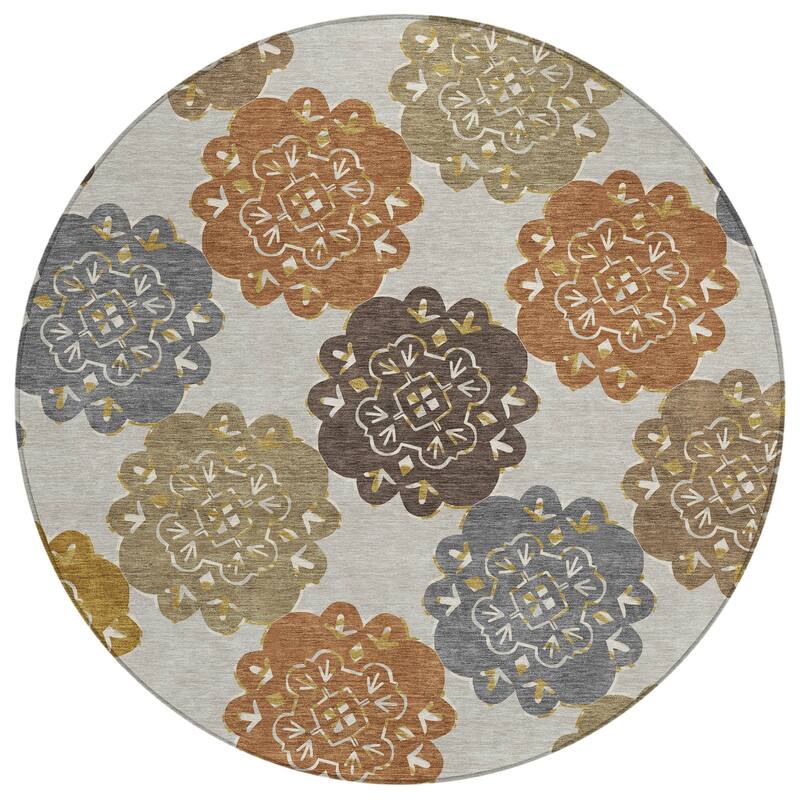 Machine Washable Indoor/ Outdoor Global Motif Chantille Rug