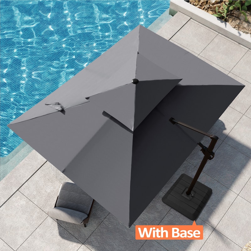 Pellebant Outdoor 9 FT x 11.5 FT Double Top Cantilever Offset Umbrella with Premium Base Stand - Dark Grey