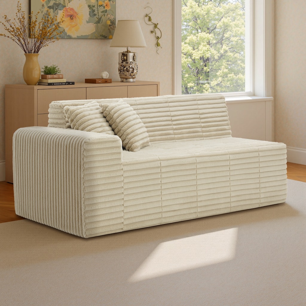 81" W No Assembly Required Couch Plush Corduroy Loveseat Sofa