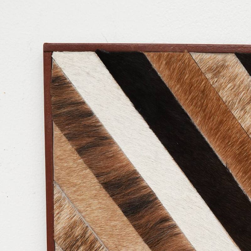 Wall Art Hairon Leather Wall Decor With Wooden Frame-30x20" - Brown