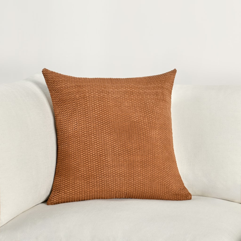 Villa by Classic Home Bassinet 18" Genuine Suede Leather Throw Pillow