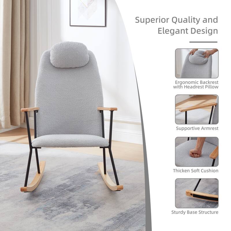 Technical Upholstered Glider Rocking Chair with High Backrest