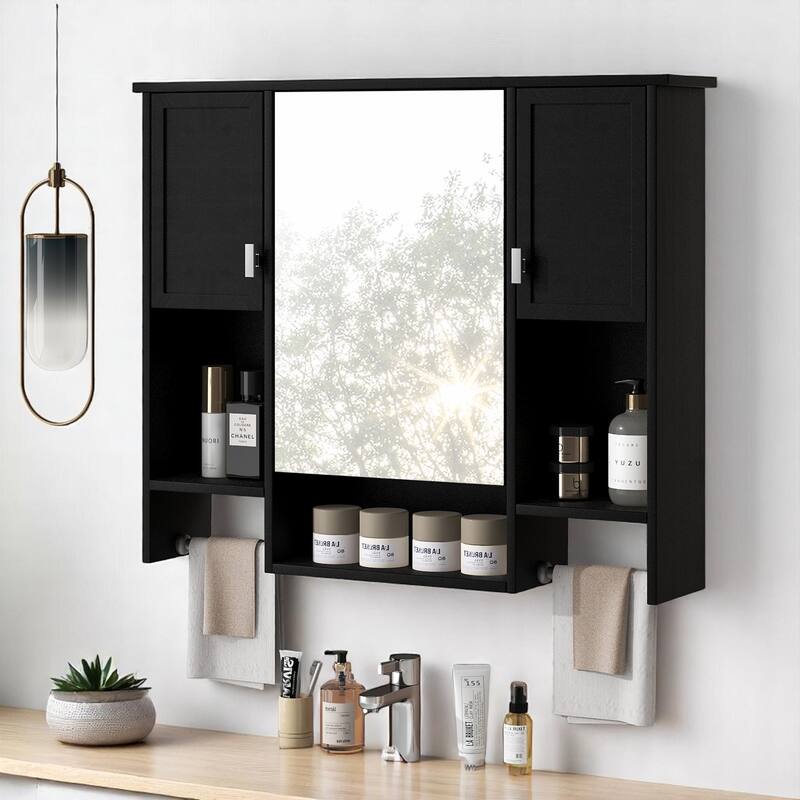 Modern 30 Inch Freestanding Bathroom Vanity with Ceramic Sink, U-Shape Drawer, 4 Drawers & Painted MDF Frame - Black