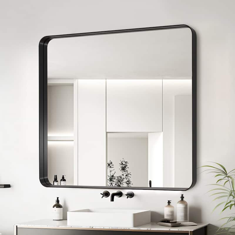 36x36 Inch Black Aluminium Frame Bathroom Mirror