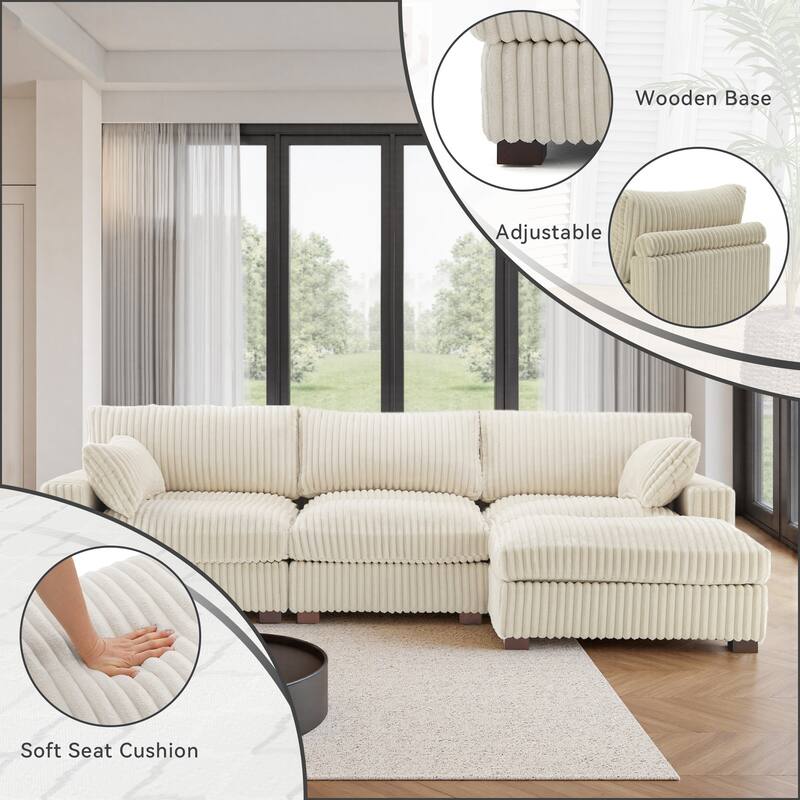 Plush Flannel Modular Sectional Sofa for Living Room