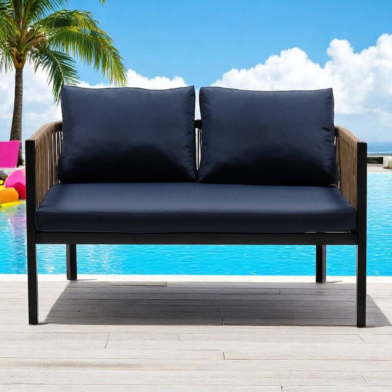 Modular Multi-Person Outdoor Sofa Set with Tempered Glass Table - Ideal for Garden, Backyard, and Balcony
