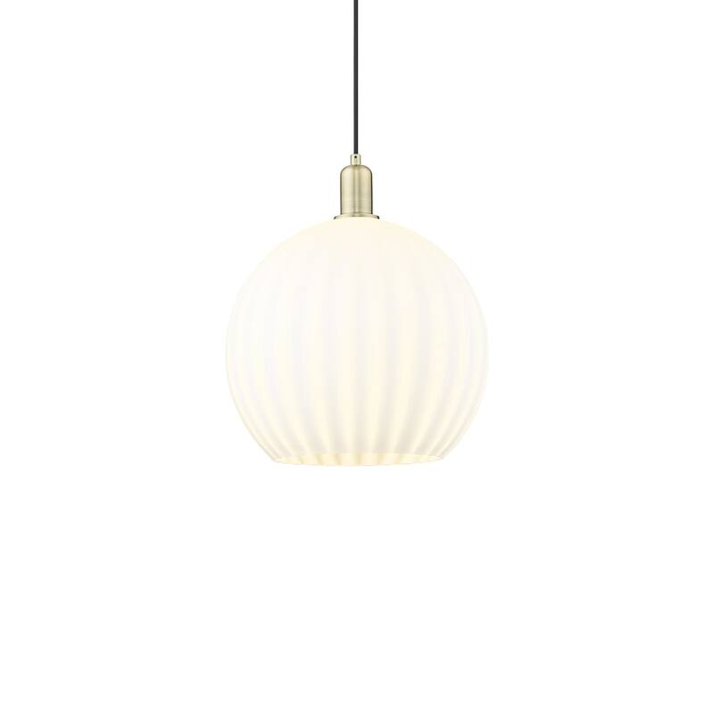 Innovations Lighting 716-1P-18-14 White Venetian Pendant White - Antique Brass / White Venetian