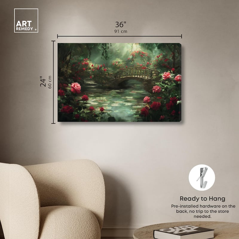 Rose Garden Bridge Canvas by Art Remedy, Gallery Wrapped