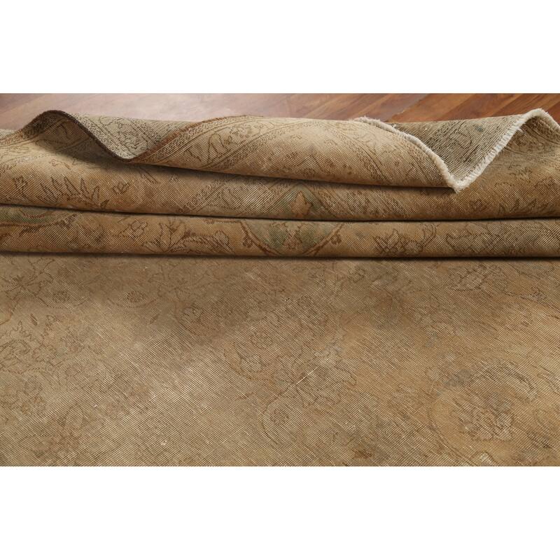 Hand Knotted Oriental 100% Wool Carpet Traditional Floral Oranges & Rust Tabriz Area Rug - 13' 0'' X 9' 9''